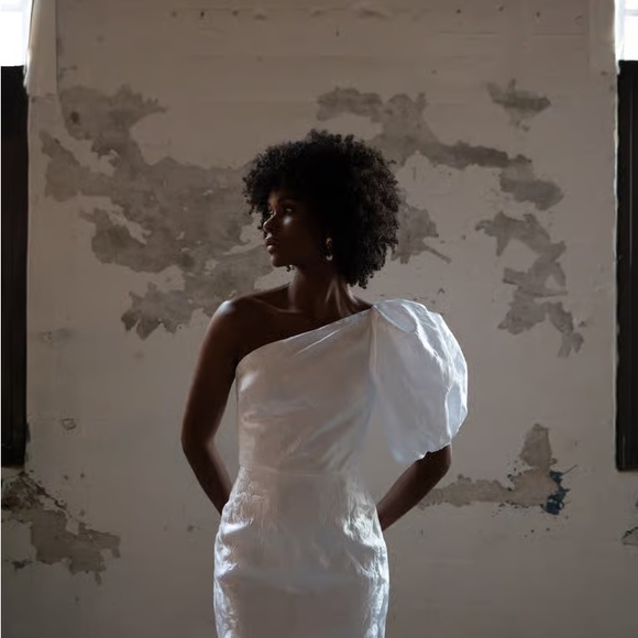 Jenny Yoo White One-Shoulder Dress - Picture 4 of 6